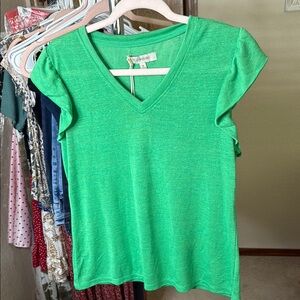 NWT Eco Malibu Green Women's V-Neck Top, Size M
